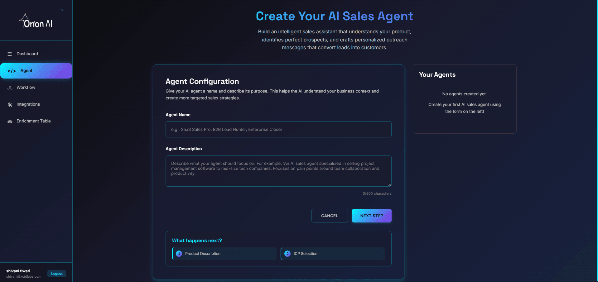 Orion AI Dashboard